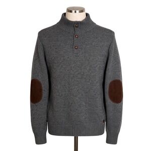 Dubarry of Ireland Men's Grey Lambswool Blend Mock Neck Button Sweater Large